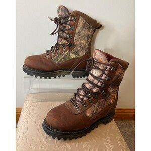 Cabelas Youth Brown & Camo Lace-Up Hunting Boots Size 3